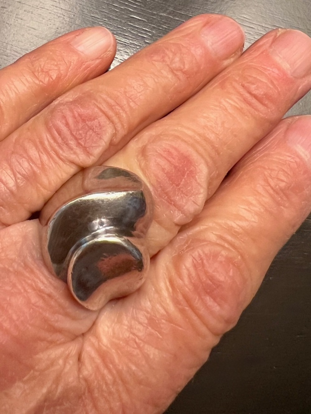 Sterling Silver Ring Mid Century Modern Brutalist Chunky Size 7.5 - 8